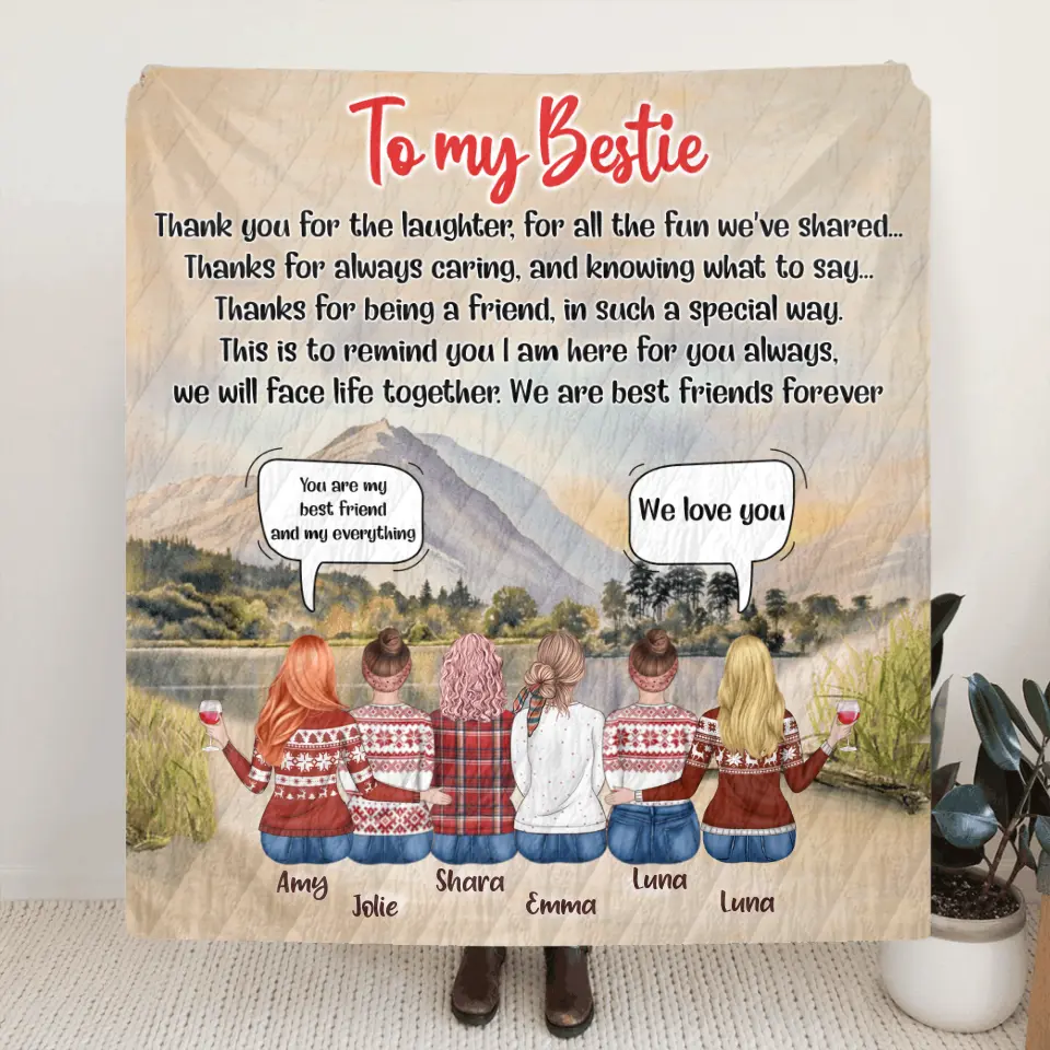 Personalized Best Friends Conversation Blanket - Up To 6 Bestie - Best Gift For Friends/Bestie