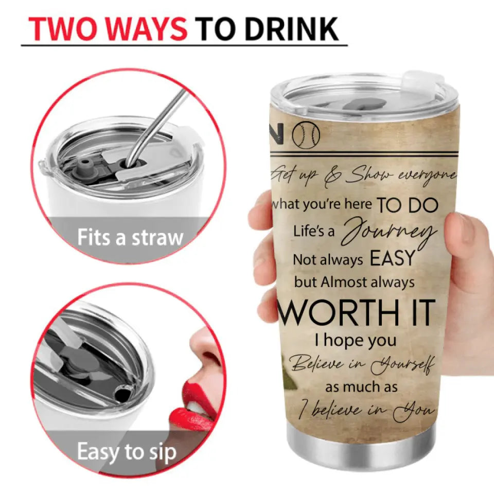 Personalized To My Son Tumbler - Gift Idea For Son From Father/Sport Lover Gift - I Believe In You