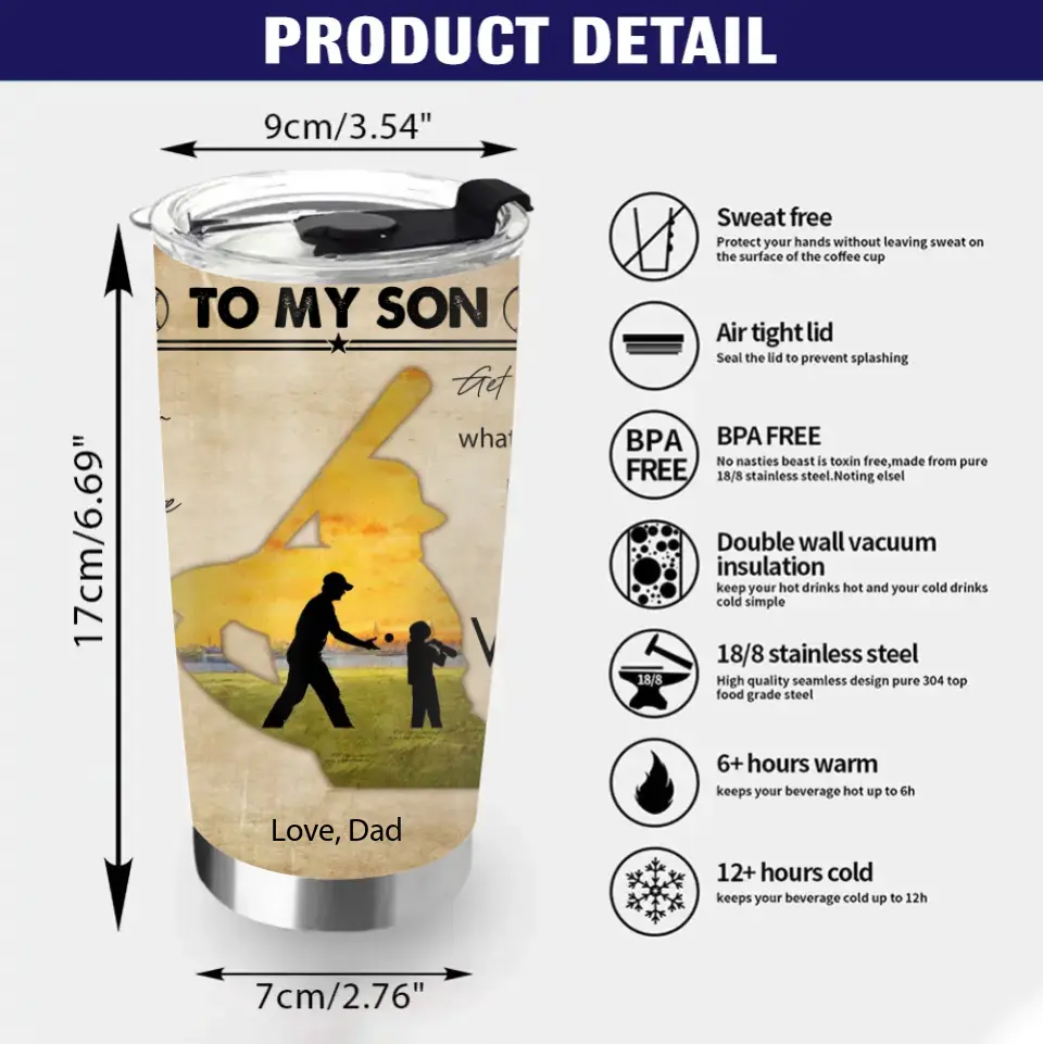 Personalized To My Son Tumbler - Gift Idea For Son From Father/Sport Lover Gift - I Believe In You