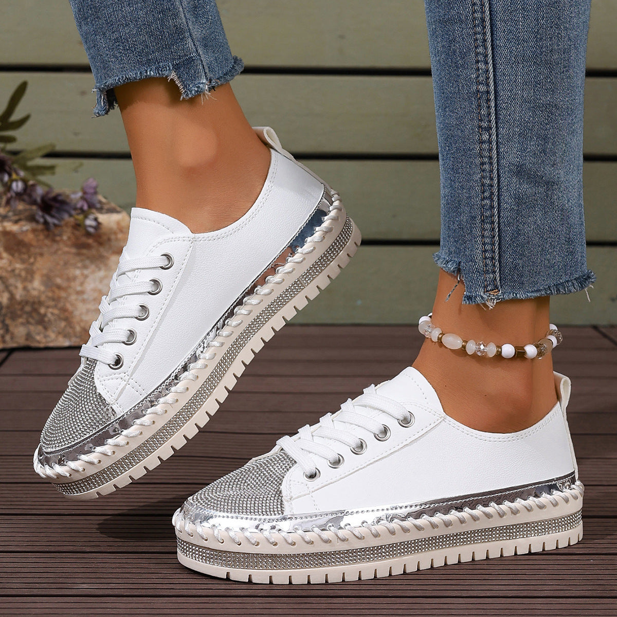 Women's Plus Size White Chunky Sneakers