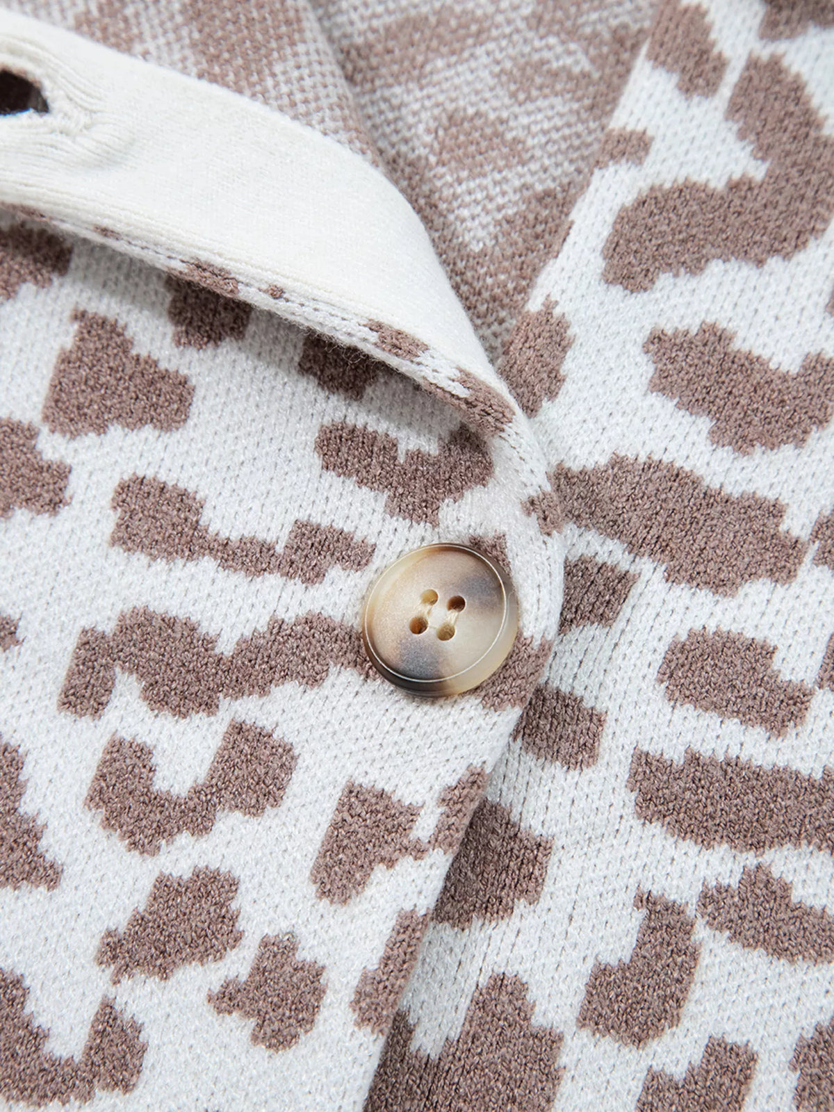 Leopard Drop Shoulder Chunky Knitted Cardigan