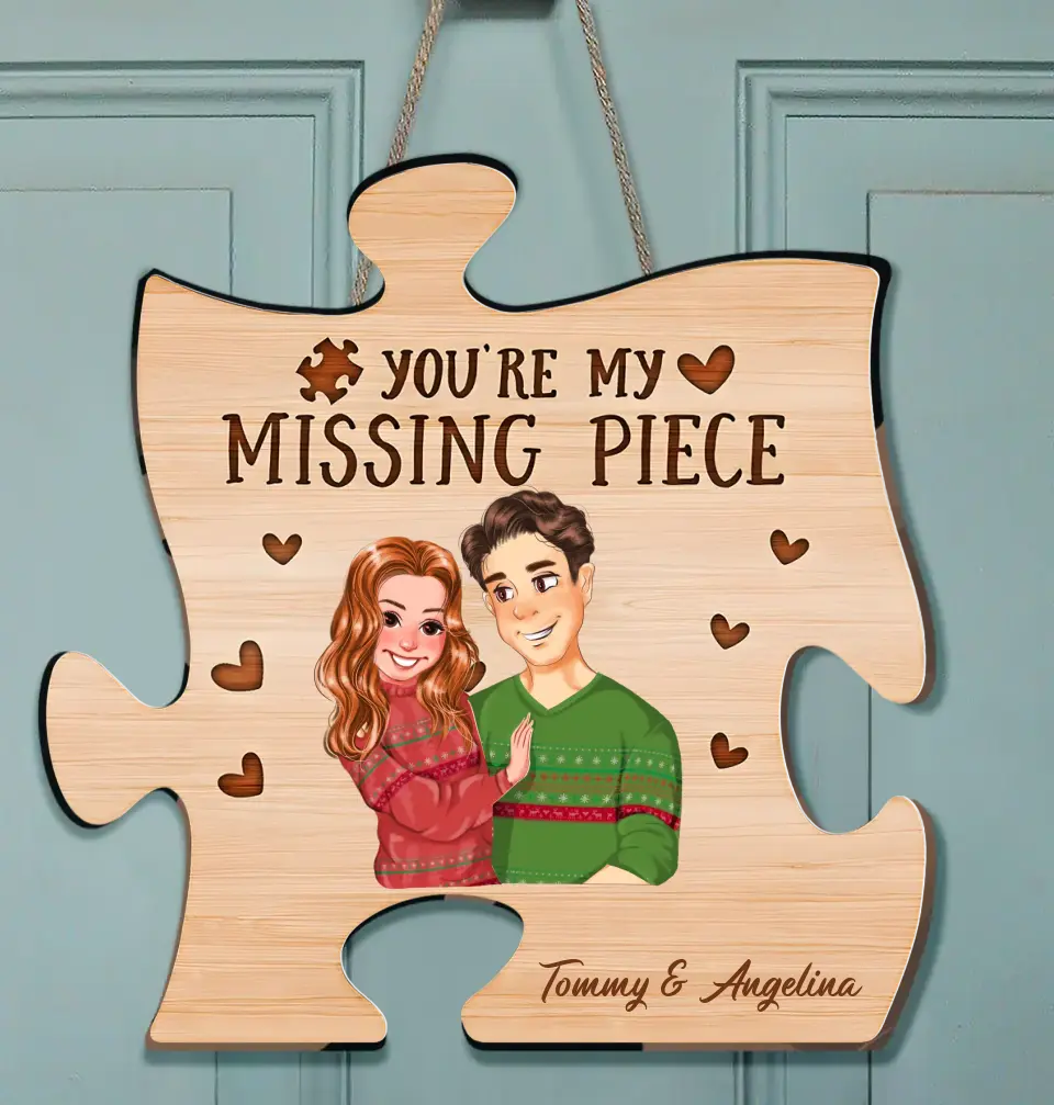 Personalized Couple Puzzle Wooden Sign - Gift Idea For Couple/Him/Her - You're My Missing Piece