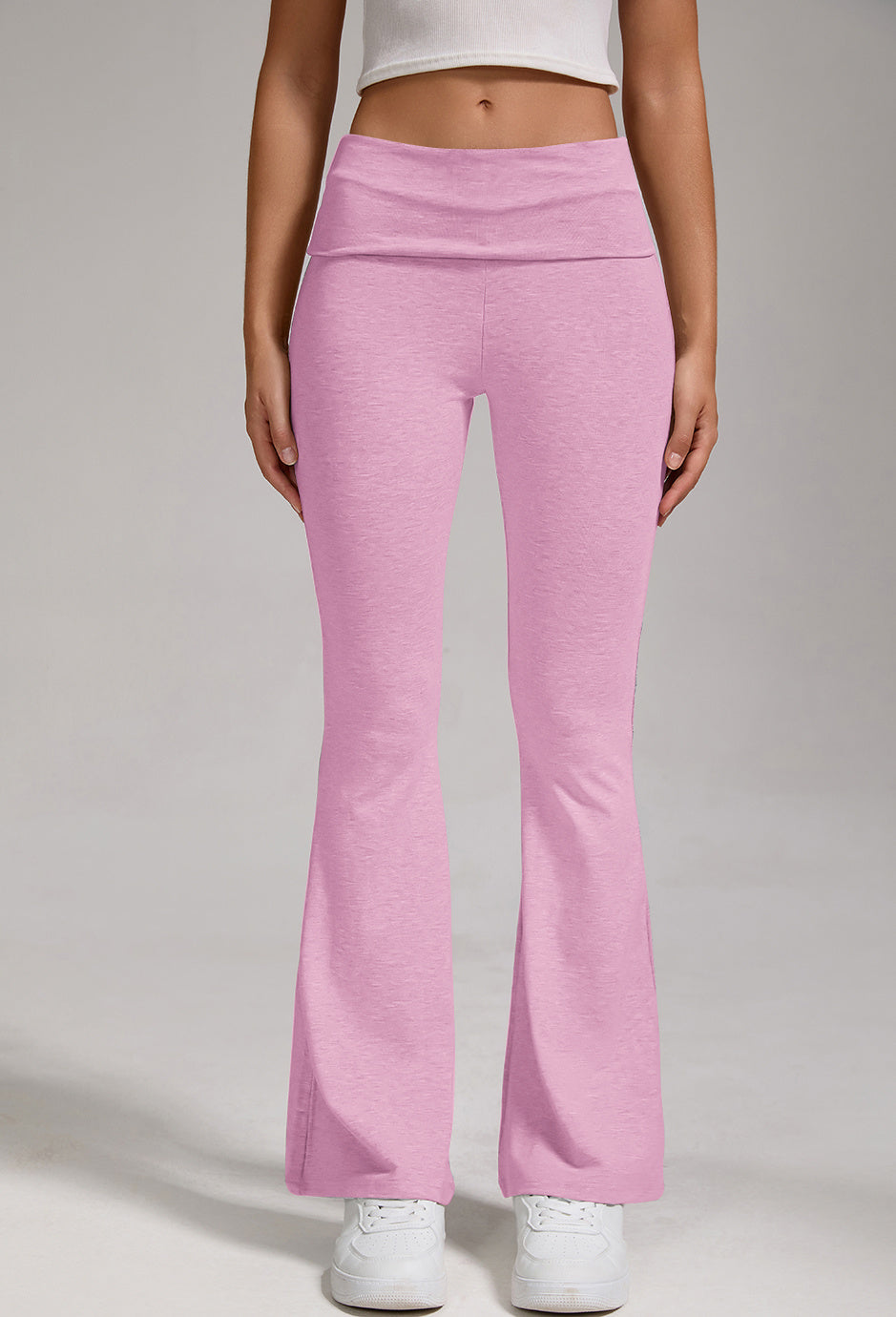 Women's Low-Waisted Folded Waist Flared Pants Wide-Leg Trousers - Image 5