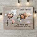 Personalized Couple Photo Horizontal Canvas - Gift Idea For Couple/Husband/Wife - You Are My Home And Adventure At All Once
