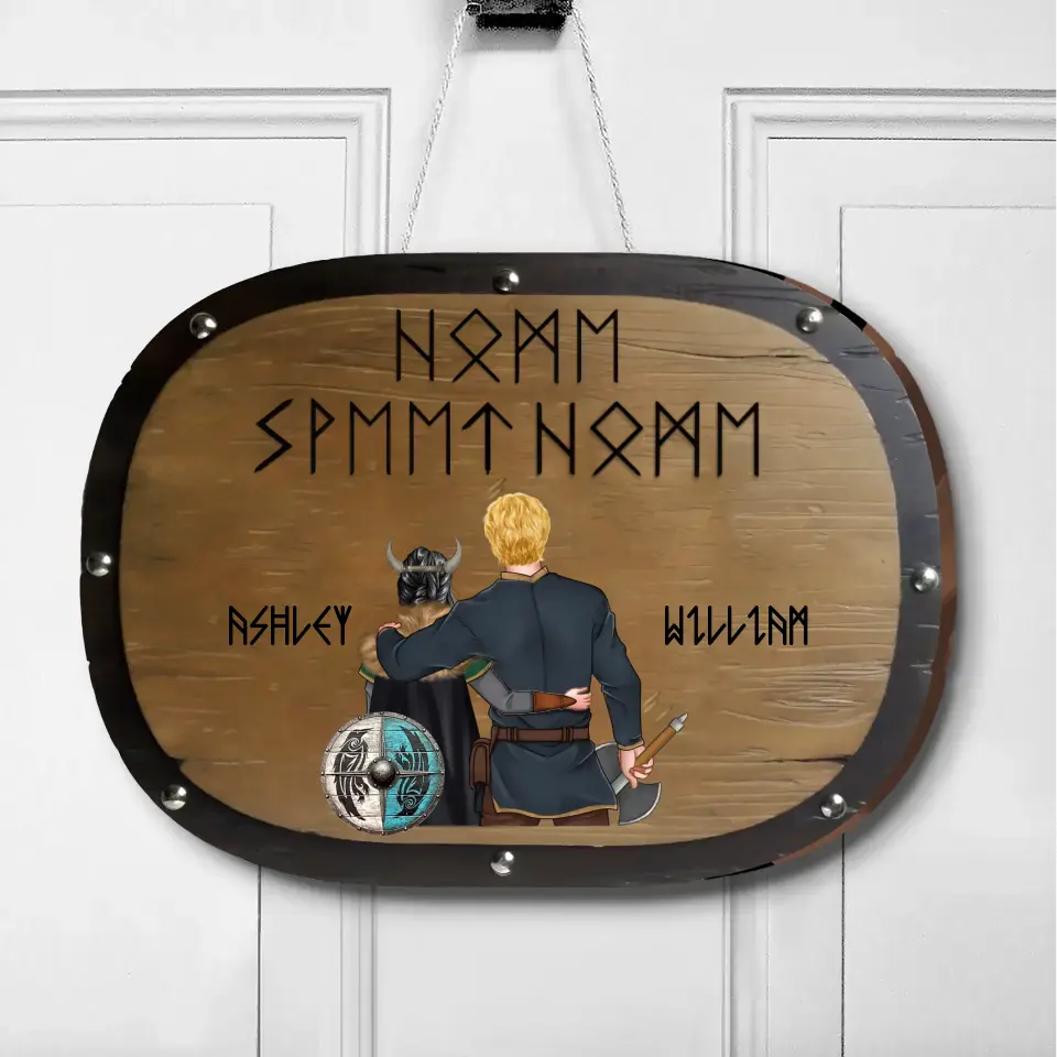 Personalized Viking Norse Couple Wooden Sign - Gift Idea For Couple/Him/Her/Home Decoration - Home Sweet Home