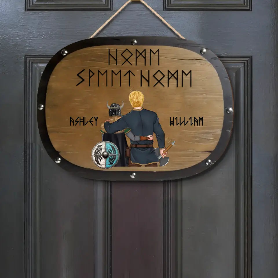 Personalized Viking Norse Couple Wooden Sign - Gift Idea For Couple/Him/Her/Home Decoration - Home Sweet Home