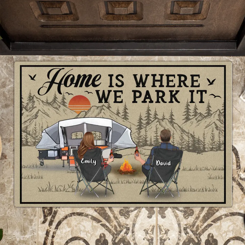 Personalized Camping Doormat - Gift Idea For Camping Lover/Couple/Family/Friends - Home Is Where We Park It