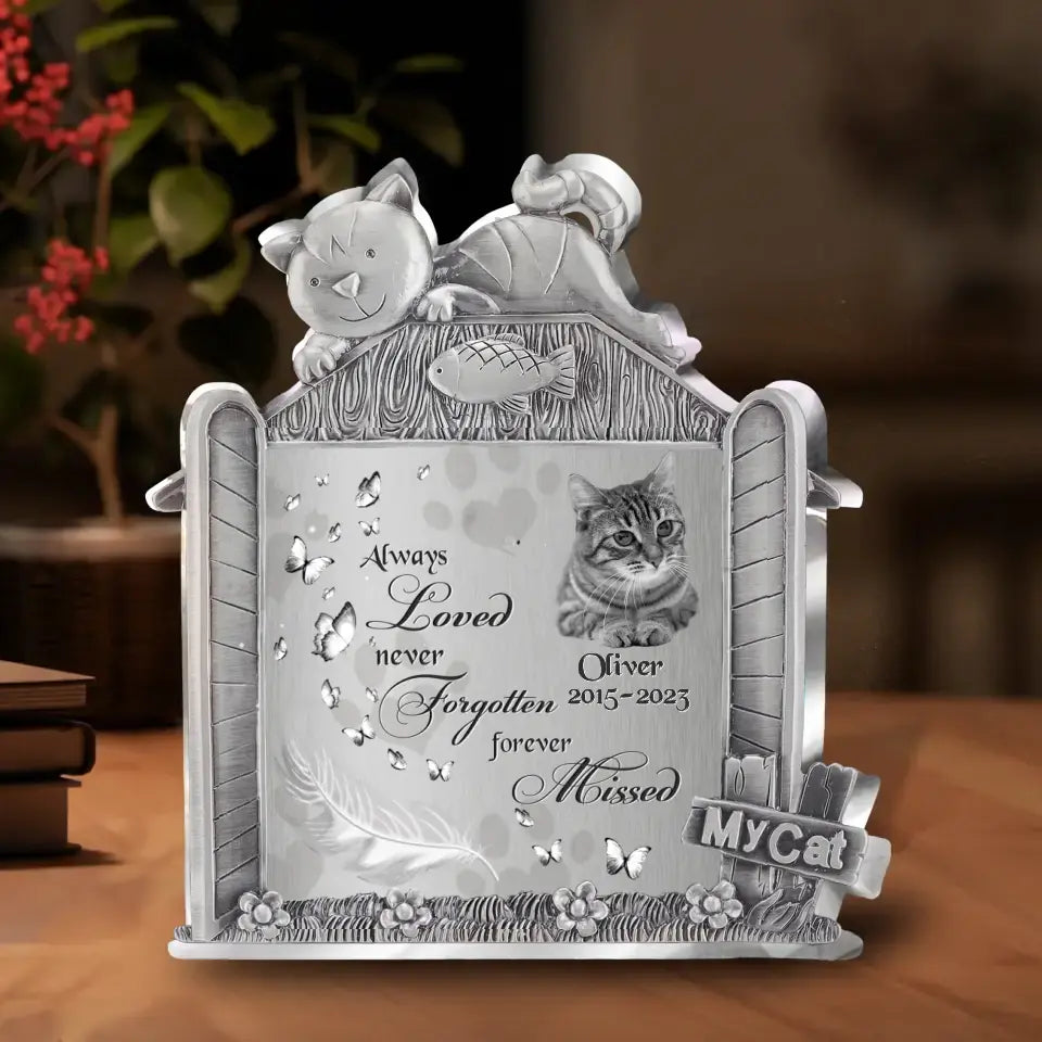 Personalized Cat Memorial Acrylic Plaque - Upload Photo - Memorial Gift Idea For Christmas/Cat Owner - Always Loved Never Forgotten Forever Missed