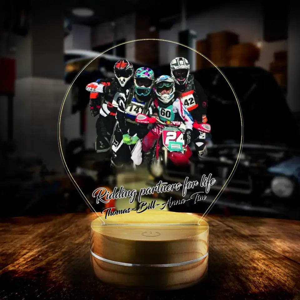Personalized Motorbike Friends Acrylic Led Light - Gift For Biker/Birthday/Friends - Riding Partners For Life