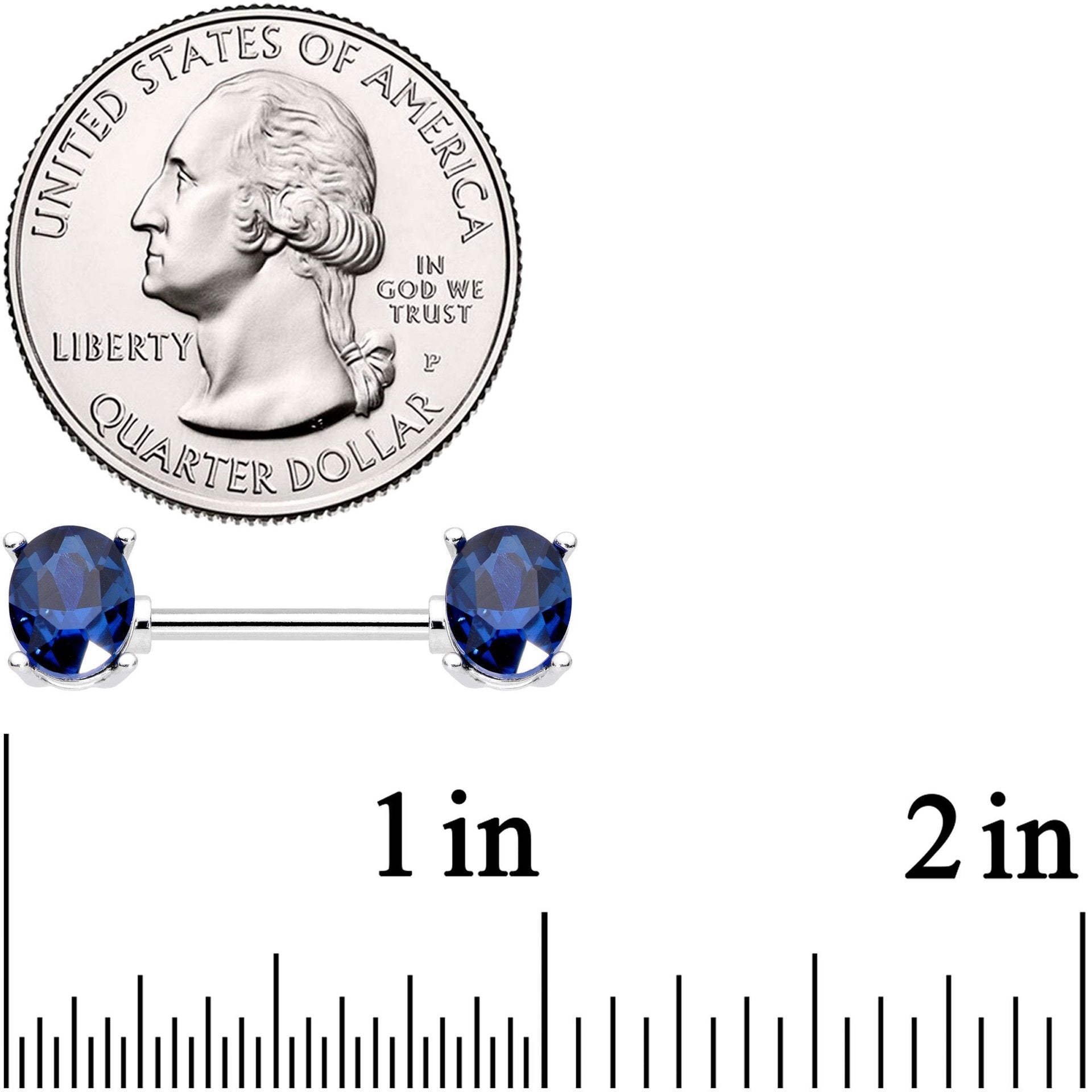 14G 9/16 Blue Gem Midnight Glamour Barbell Nipple Ring Set