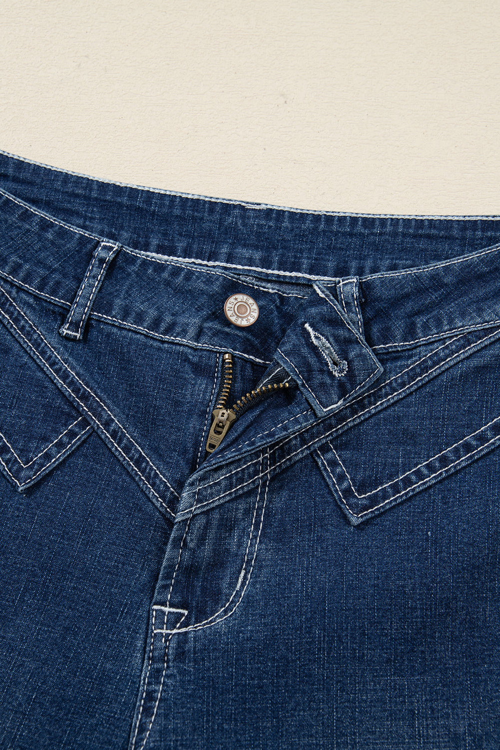 Sail Blue Stitched Waist Cuffed Denim Jeans