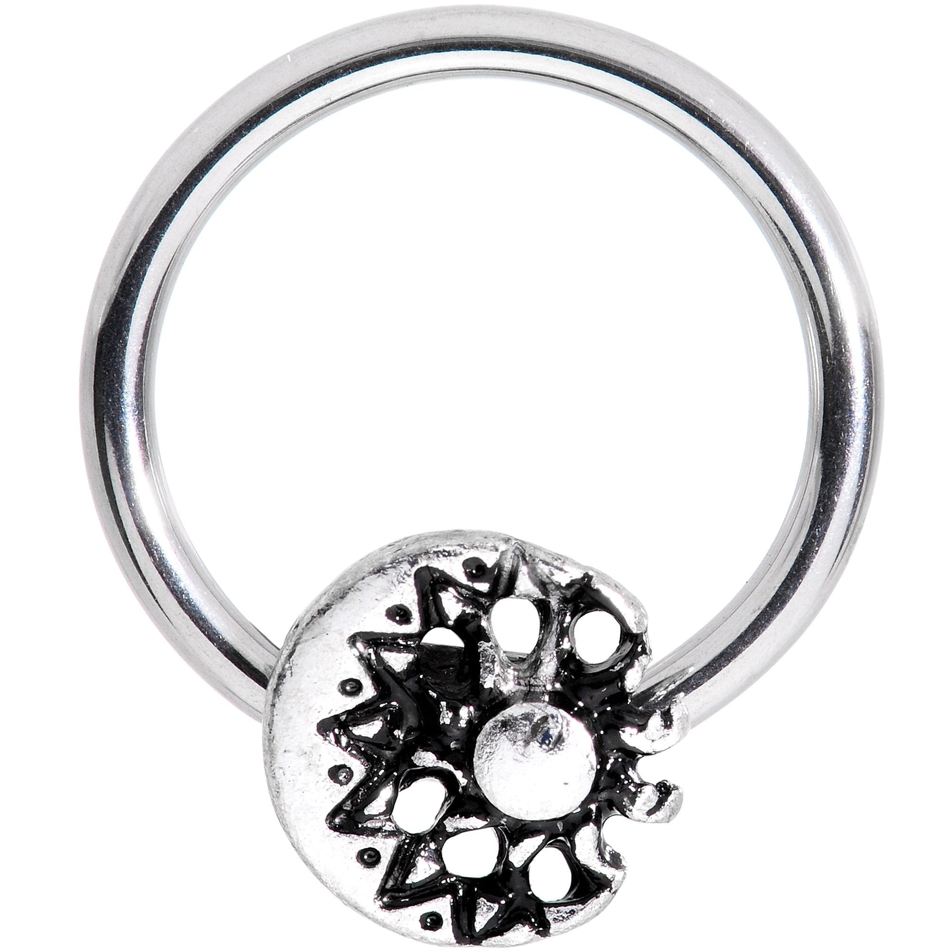 16G 3/8 Moon Cradling the Sun BCR Captive Ring