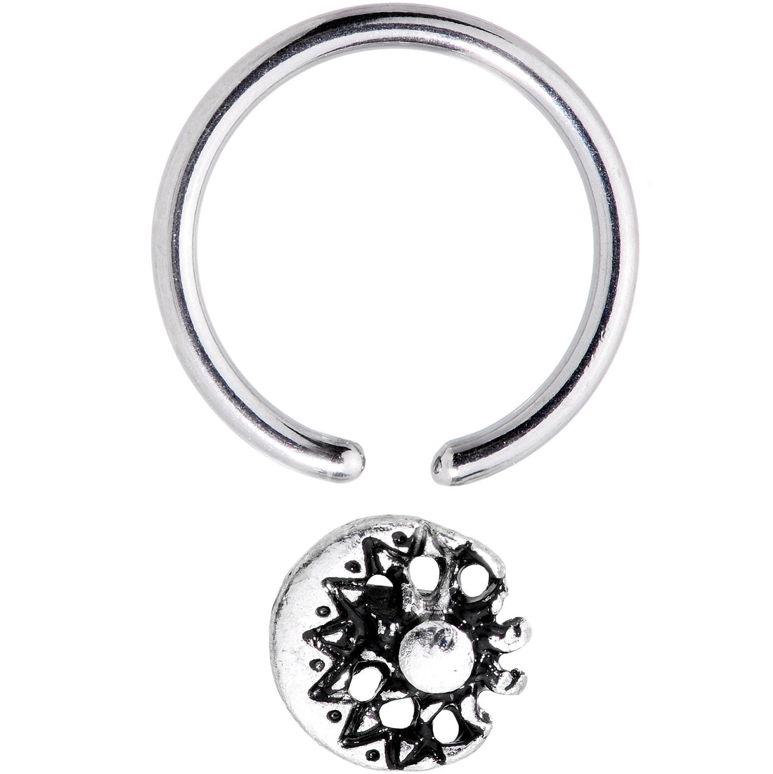 16G 3/8 Moon Cradling the Sun BCR Captive Ring