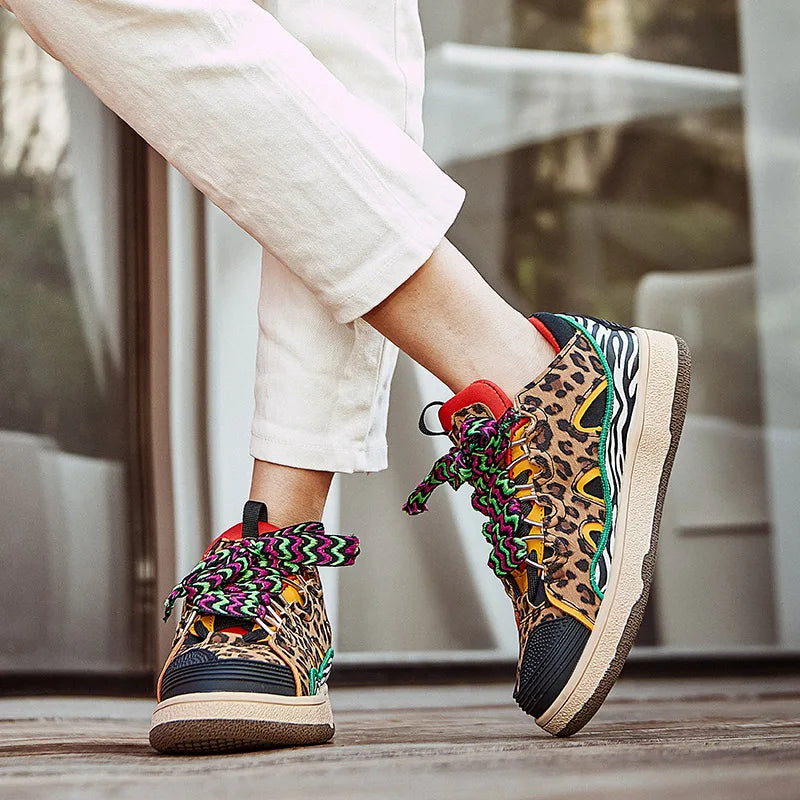 Women's Leopard Print & Zebra Platform Fashion Sneakers - Image 3