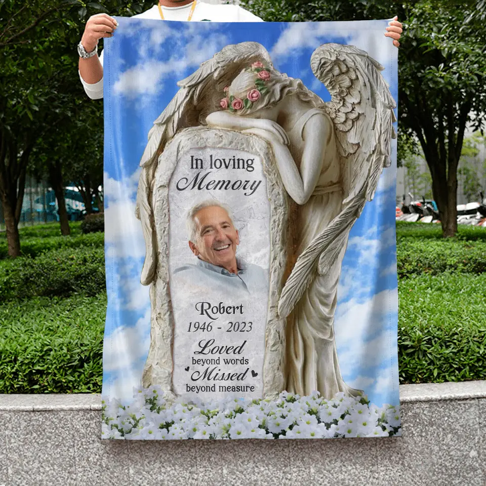 Personalized Memorial Garden Flag Sign - Memorial Gift Idea - Upload Photo - Loved Beyond Words Missed Beyond Measure