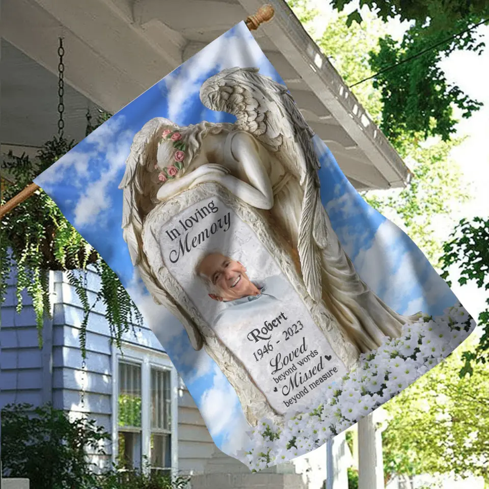 Personalized Memorial Garden Flag Sign - Memorial Gift Idea - Upload Photo - Loved Beyond Words Missed Beyond Measure