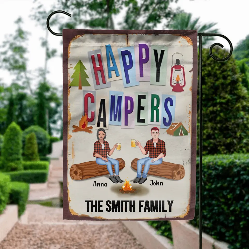 Personalized Happy Campers Garden Flag Custom Camping Decor - Image 2