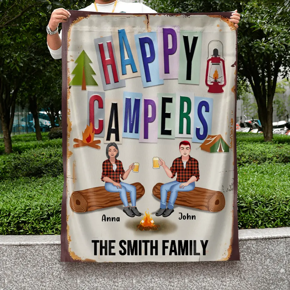 Personalized Happy Campers Garden Flag Custom Camping Decor - Image 3