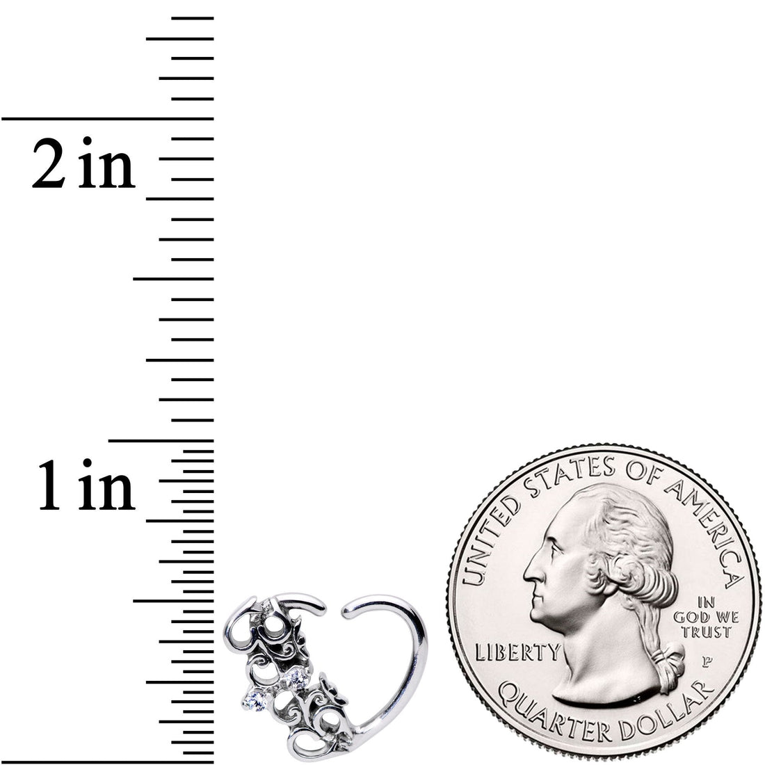 16G 3/8 Clear CZ Gem Abstract Hearts Right Heart Closure Ring