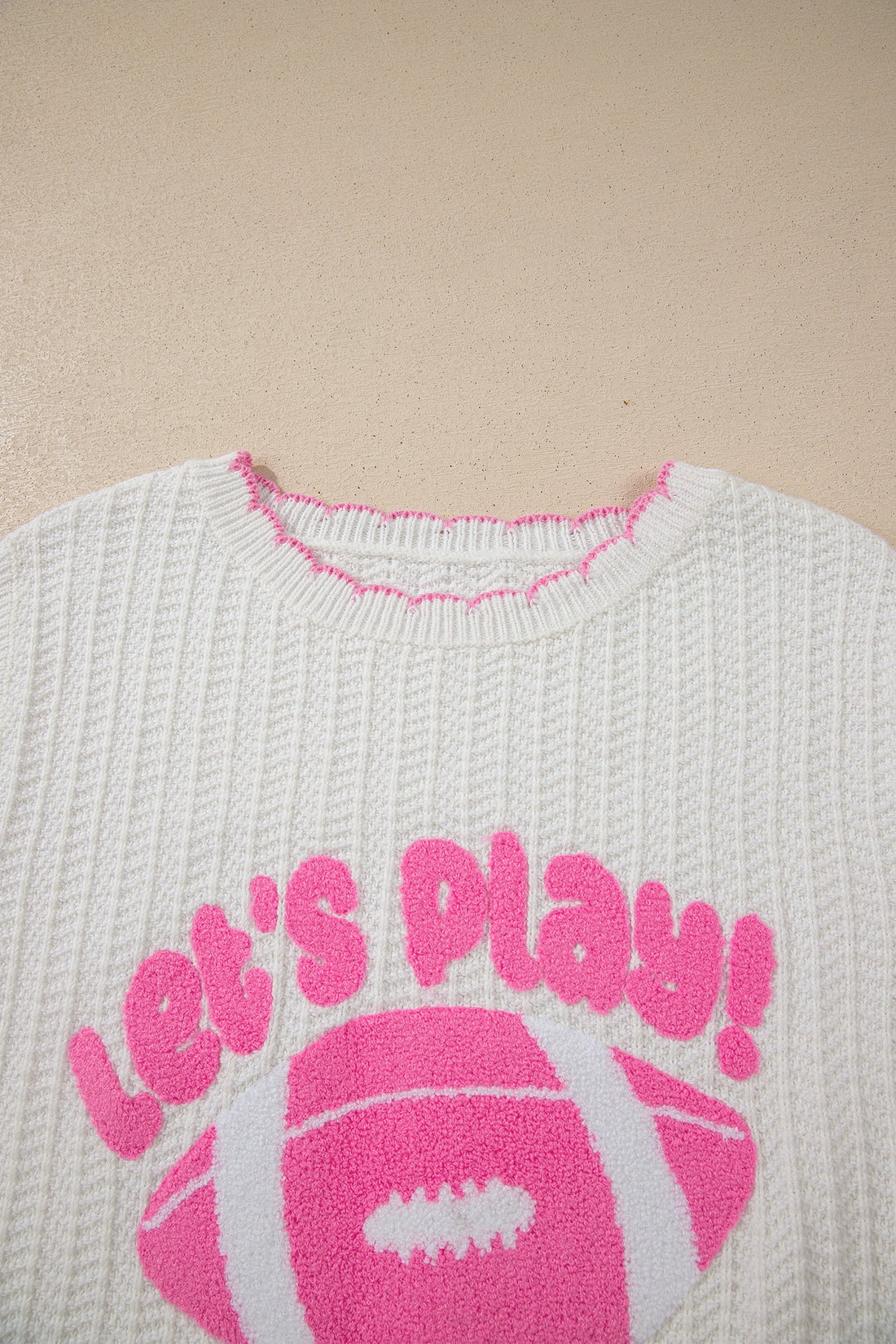 Textured Knit Sleeveless Sweater Football Graphic Top