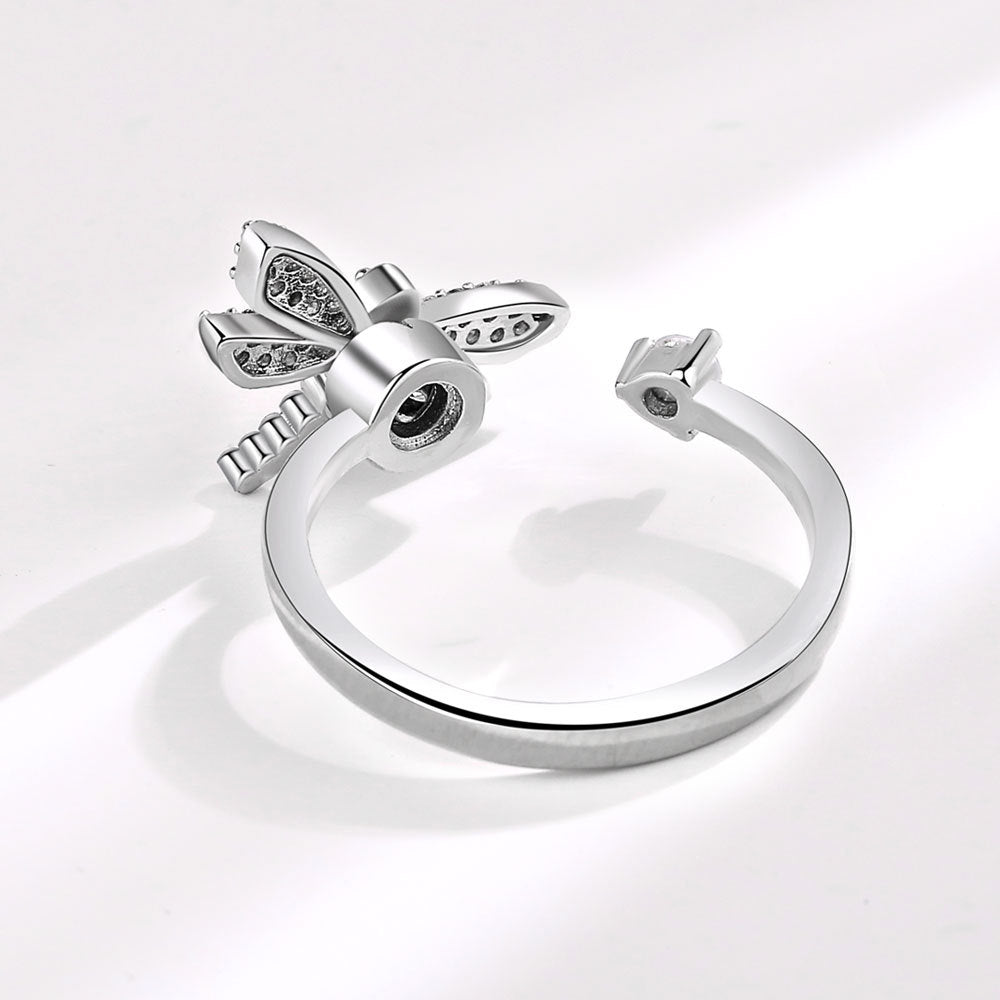 Rotating Zircon Dragonfly Design Ring Ins
