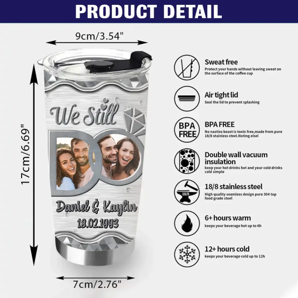Personalized Couple Tumbler - Anniversary  Gift Idea For Couple - Upload Photo - I Had You And You Had Me