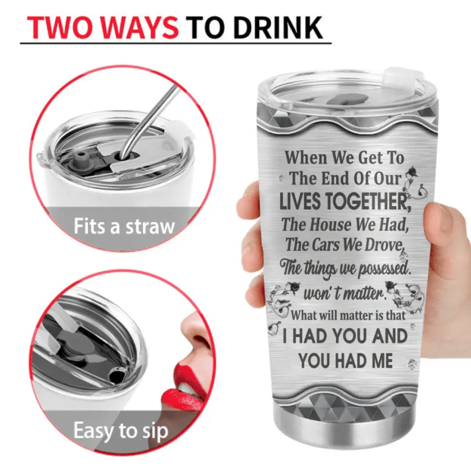 Personalized Couple Tumbler - Anniversary  Gift Idea For Couple - Upload Photo - I Had You And You Had Me