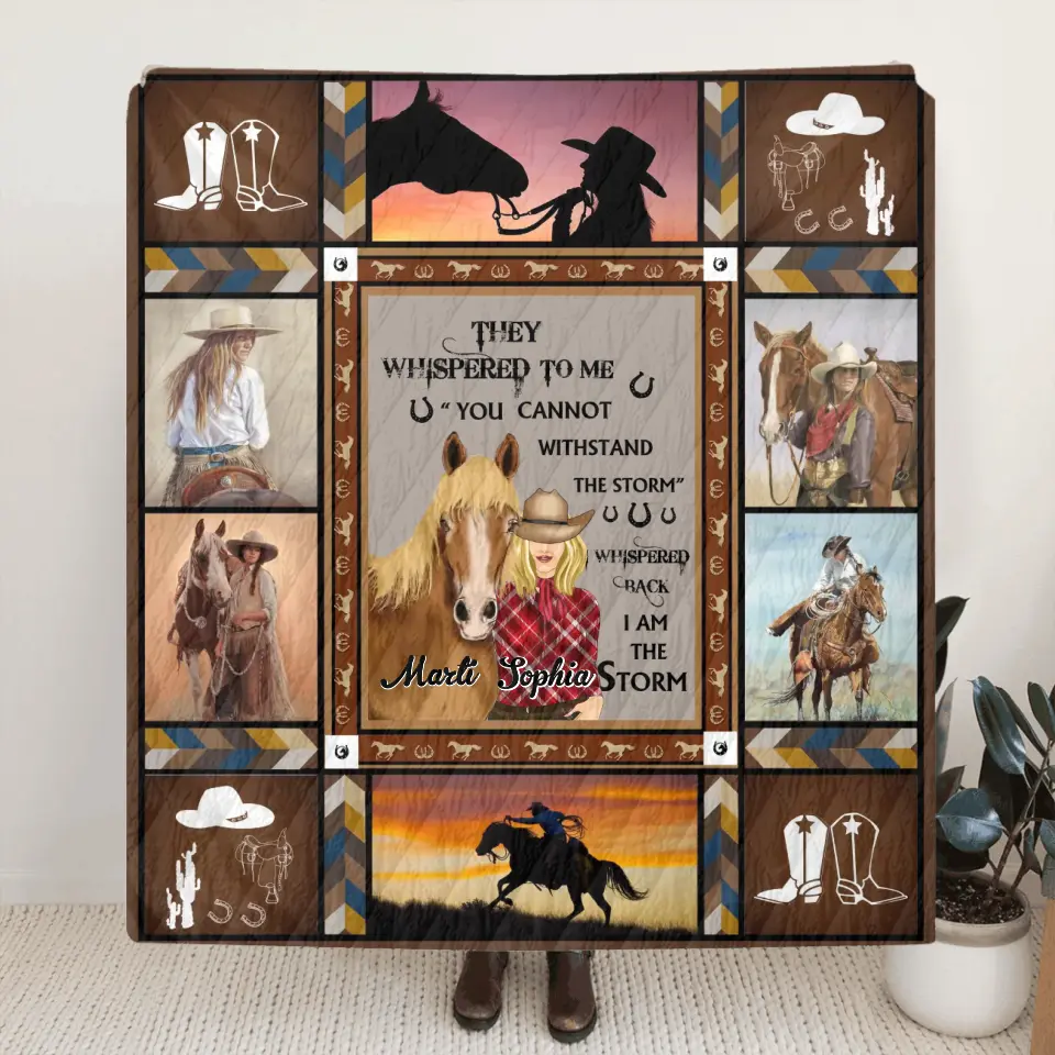 Personalized Horse Girl Quilt/Fleece Throw Blanket - Gift Idea For Girl/Horse Lovers - I Am The Storm