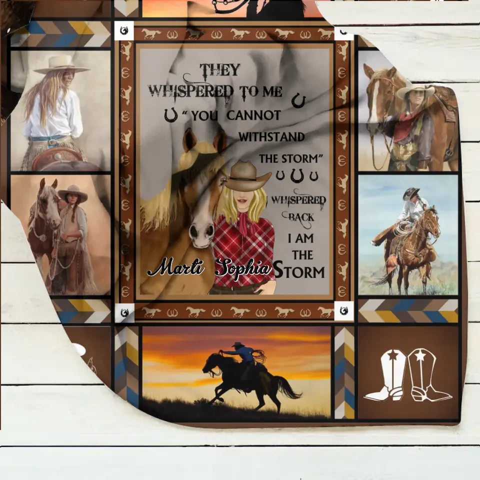 Personalized Horse Girl Quilt/Fleece Throw Blanket - Gift Idea For Girl/Horse Lovers - I Am The Storm
