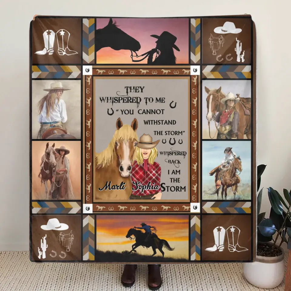 Personalized Horse Girl Quilt/Fleece Throw Blanket - Gift Idea For Girl/Horse Lovers - I Am The Storm