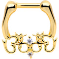16G 1/4 Clear CZ Gem Gold Tone Abstract Hearts Cartilage Clicker
