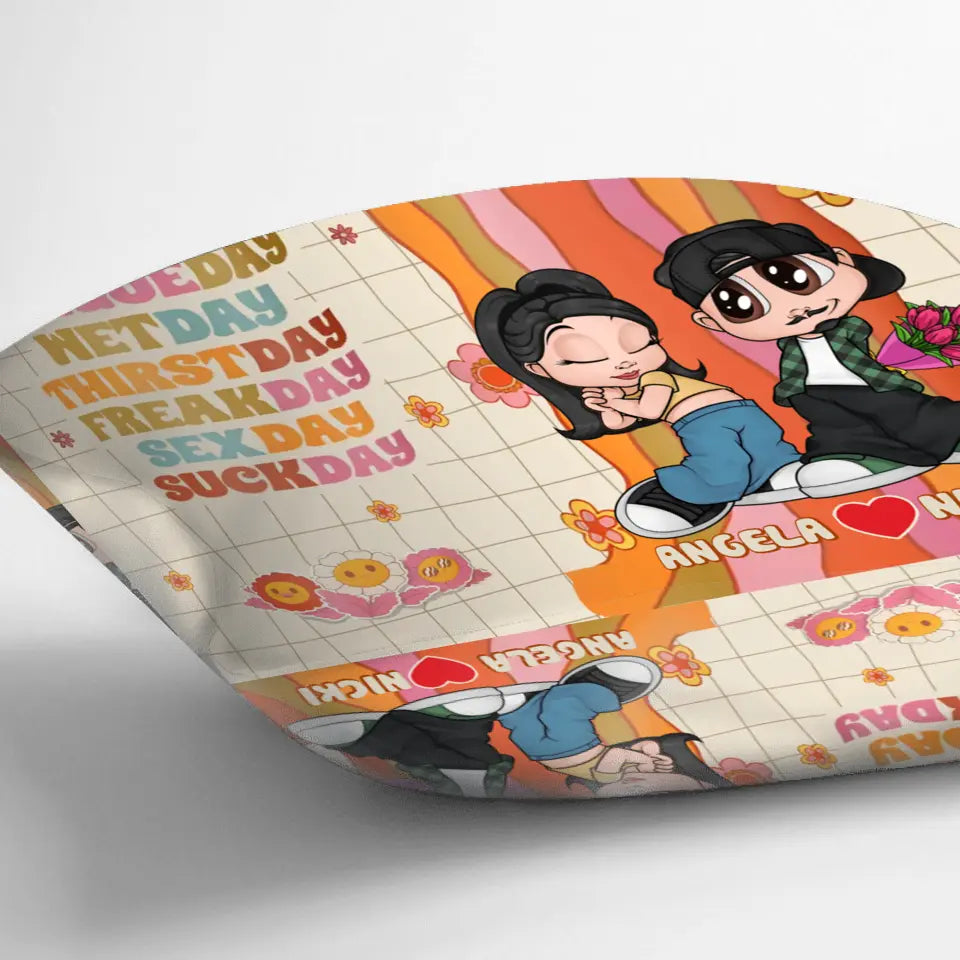Personalized Couple Pillow Cover - Valentines Day Gift For Couple/Her/Him - Moanday Tongueday Wetday