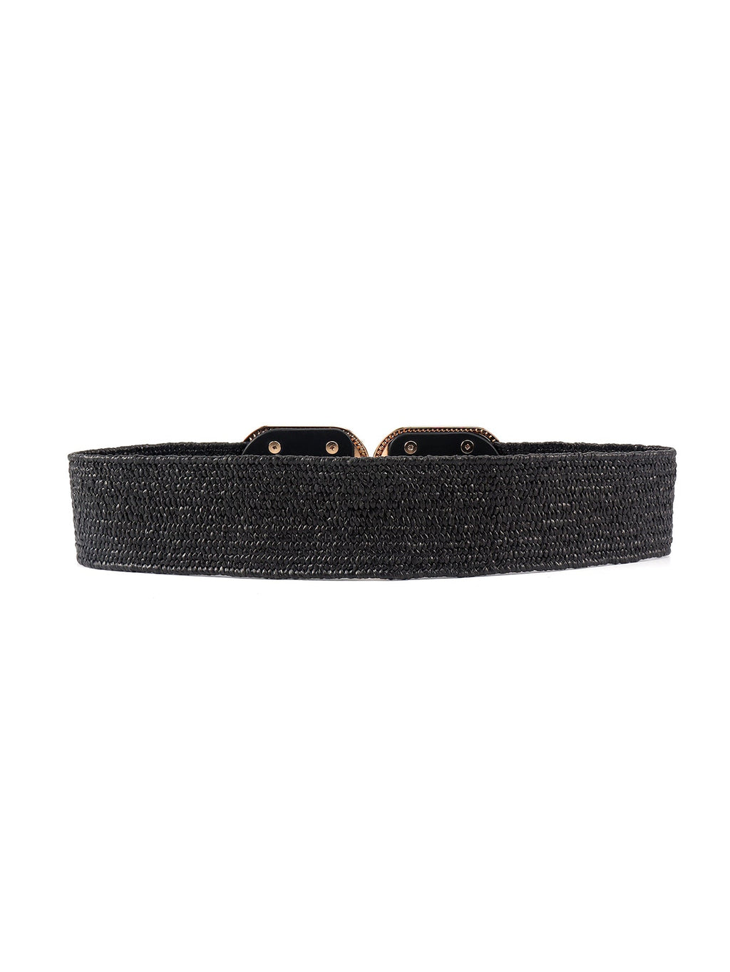 Wide Braid Stretch Belt with Statement Buckle in Sage Green