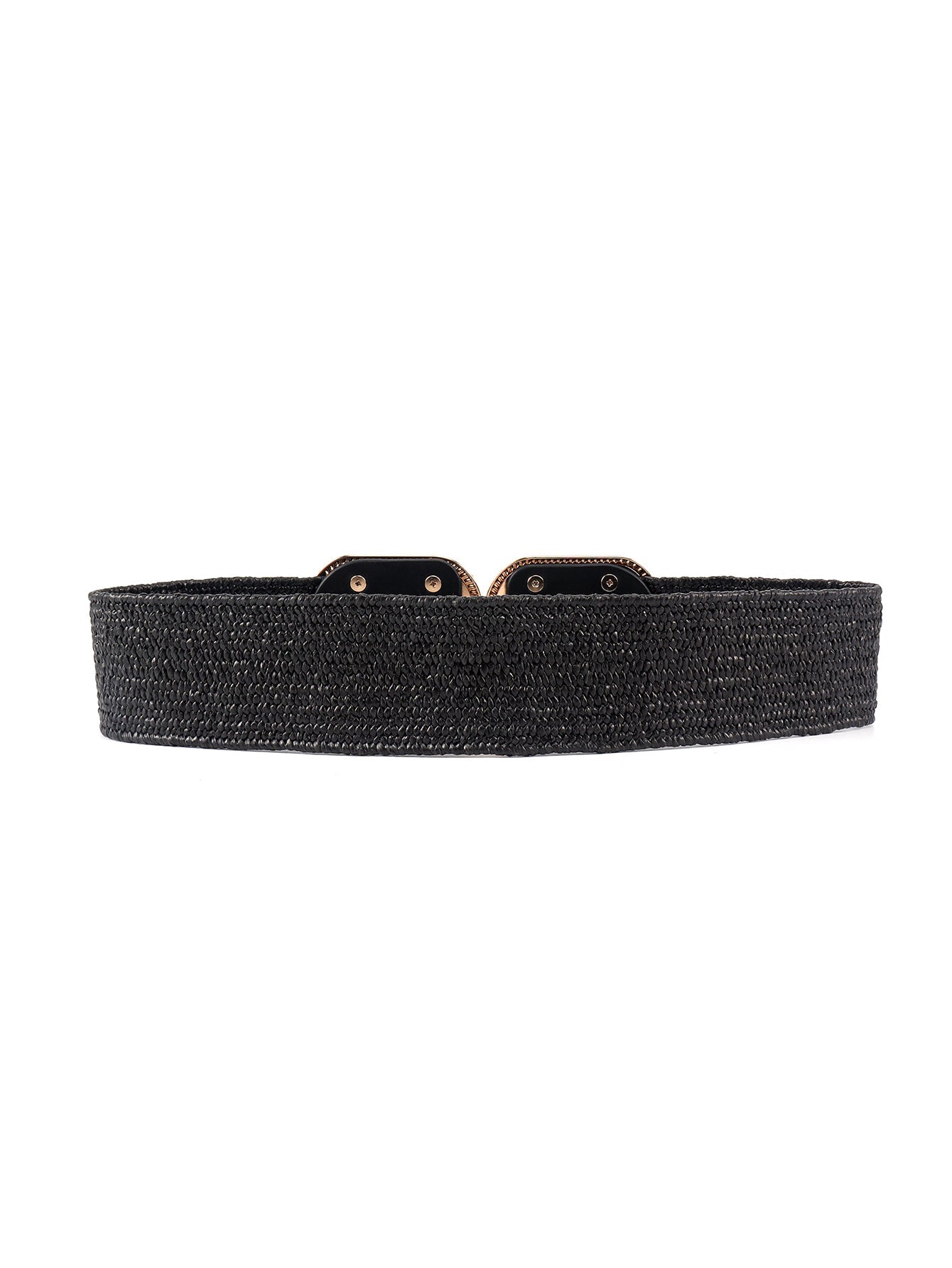 Wide Braid Stretch Belt with Statement Buckle in Sage Green