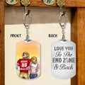 Personalized Couple Aluminum Keychain - 
 Gift Idea For Couple/Him/Her/Wife/Husband - Love You To The End Zone & Back