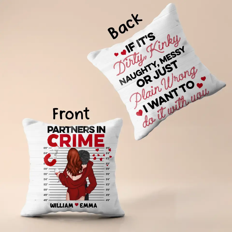 Personalized Couple Pillow Cover - Best Gift Idea For Husband/Wife/Birthday/Anniversary - Partners In Crime