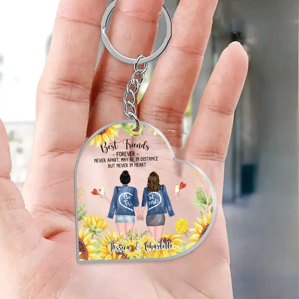 Personalized Besties Acrylic Keychain  - Up to 4 Besties - Gift Idea For Best Friends - Best Friends Forever Never Apart