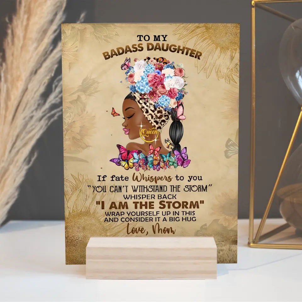 Personalized To My Badass Daughter Acrylic Plaque - Birthday Gift Idea For Daughter From Mom/Dad