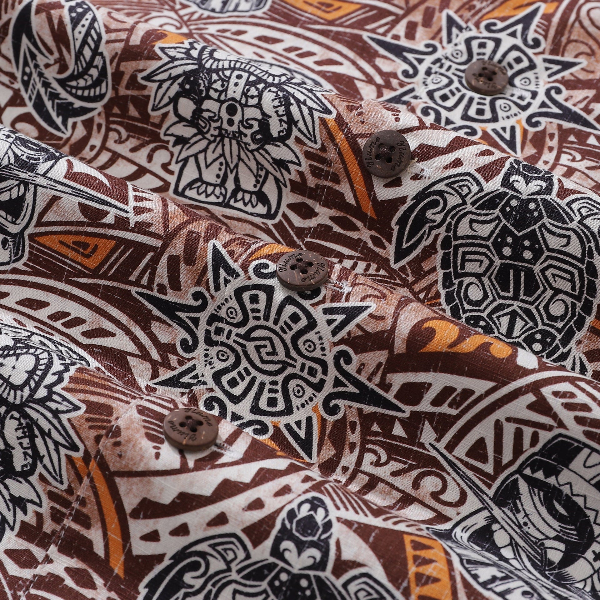 Vintage Tropical Hawaiian Shirt with Tiki Totem Print in Cotton