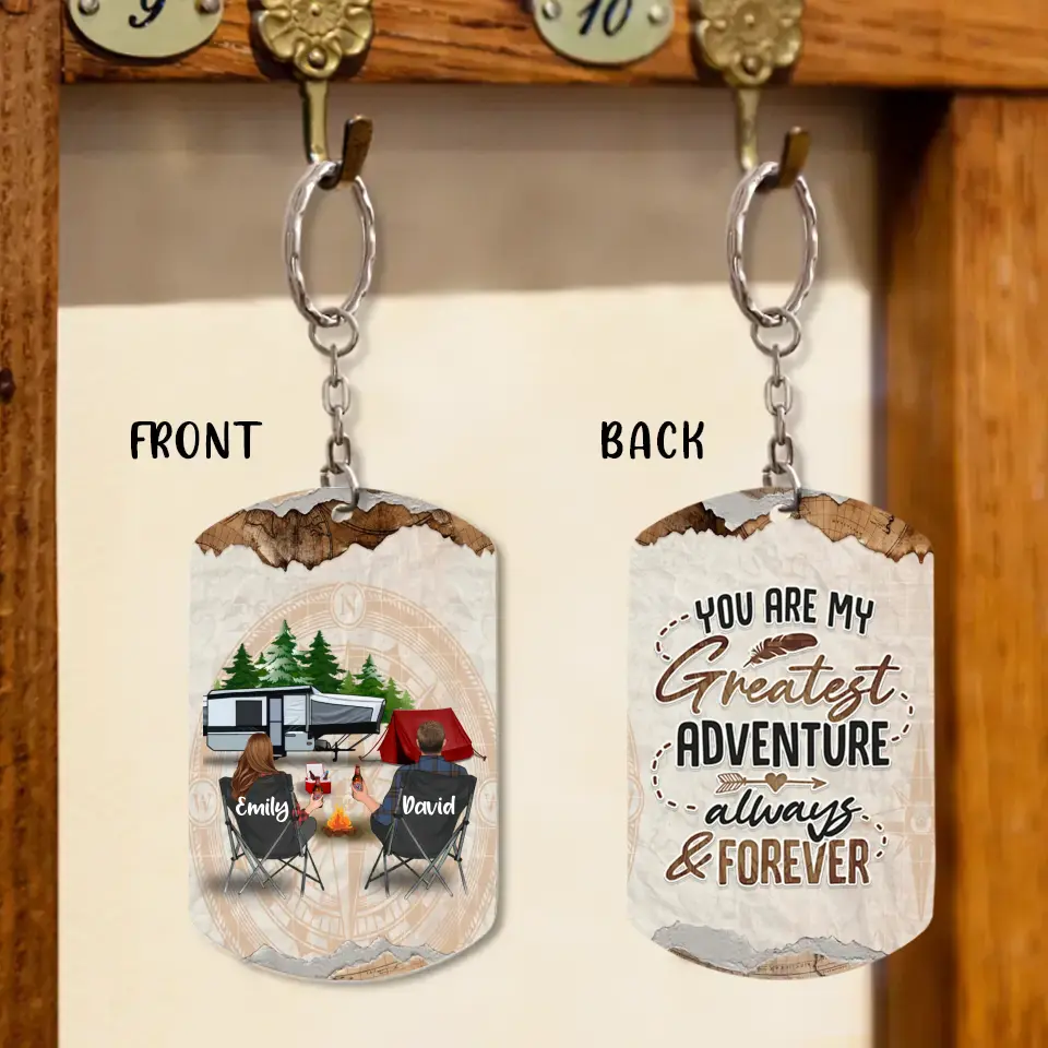 Personalized Camping Couple Aluminum Keychain - Gift Idea For Couple/Camping Lovers - You Are My Greatest Adventure