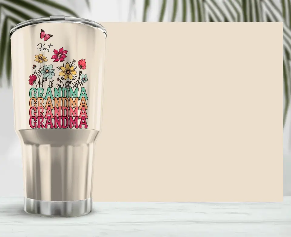 Personalized Flower Irregular Tumbler - Up to 10 Children - Mother's Day Gift Idea for Mom/Grandma