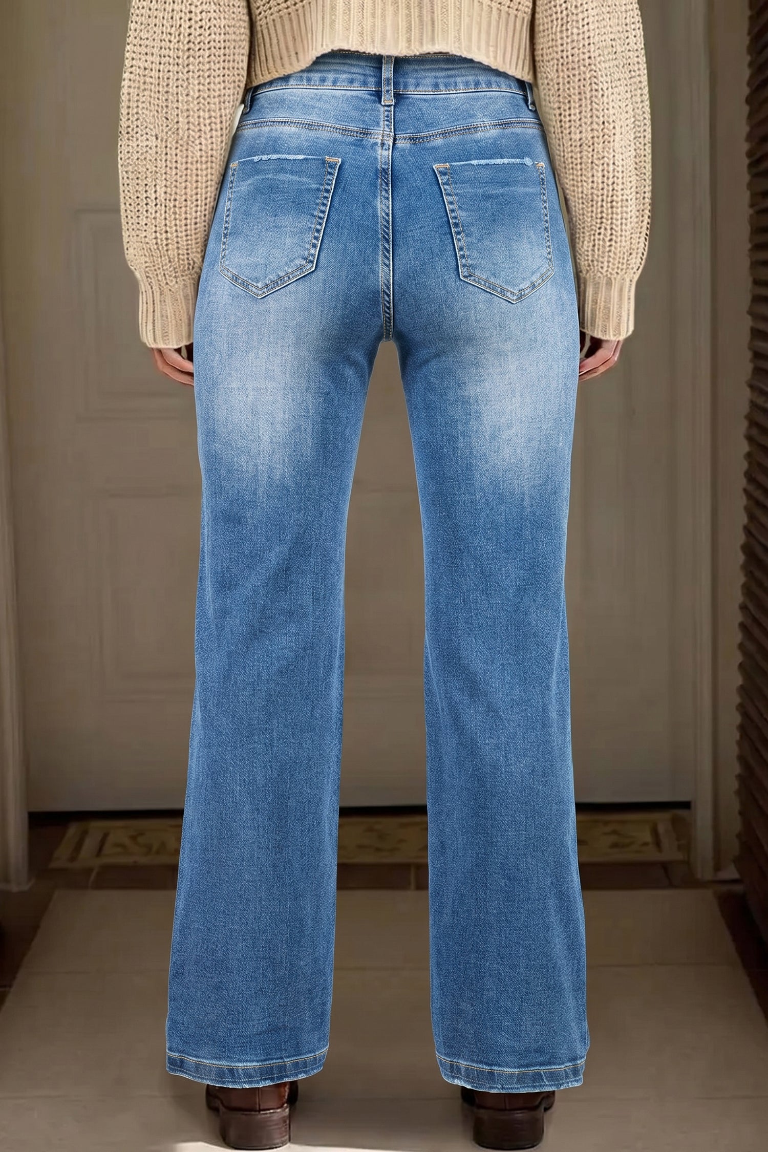 Raven Full Length Casual Jeans in Blue Denim