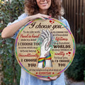 Personalized LGBTQ Couple Circle Wooden Sign - Gift Idea For Couple/Him/Her/Valentines - I Choose You To Do Life With Hand In Hand