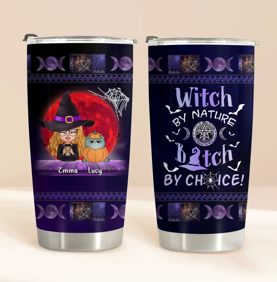 Personalized Witch Tumbler - Up to 6 Cats/Dogs - Halloween Gift Idea For Cat/Dog  Lovers/Friends