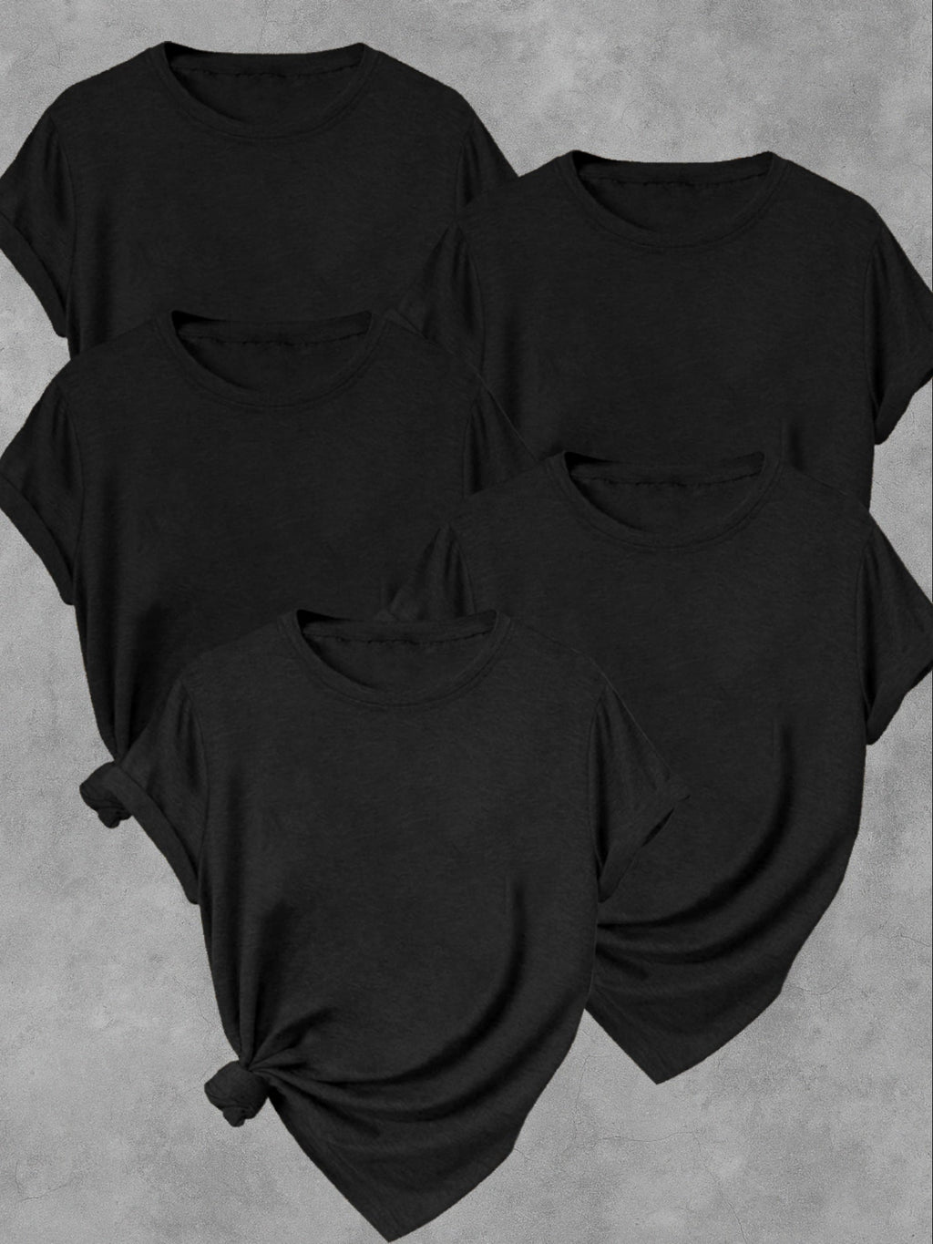 Womens 5 Pack Soft Stretch Casual Round Neck T-Shirts - Image 9