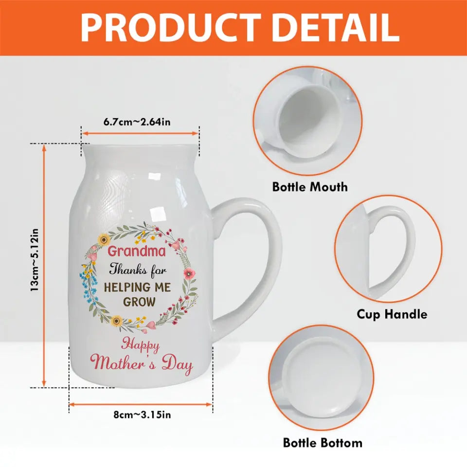 Personalized Grandma's Garden Ceramic Flower Vase - Up to 10 Kids - Mother's Day Gift Idea For Grandma/Mom - Thank You For Helping Us Grow