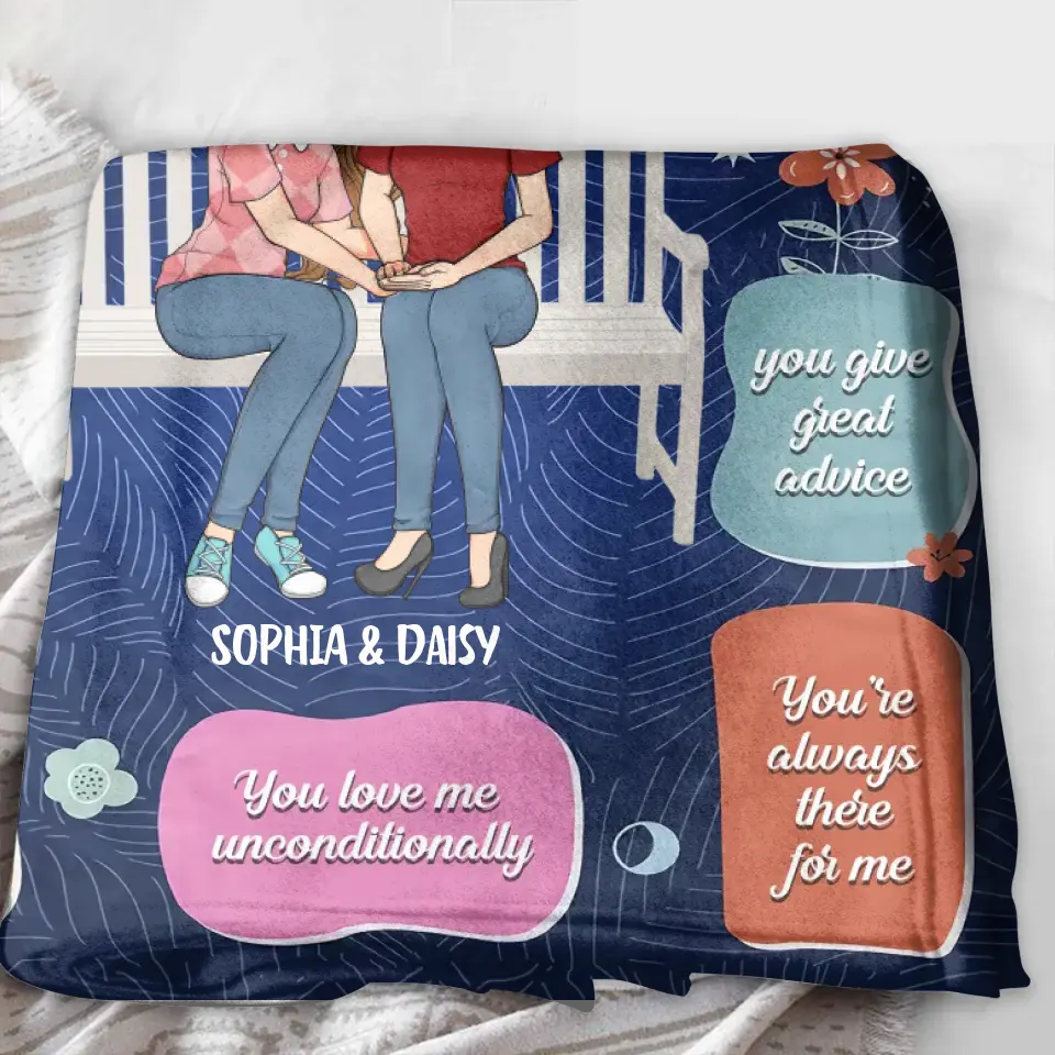 Personalized Mother's Day Quilt/Fleece Throw Blanket - Up to 5 People - Mother's Day Gift Idea for Mom/Grandma - 10 Reasons Why I Love You