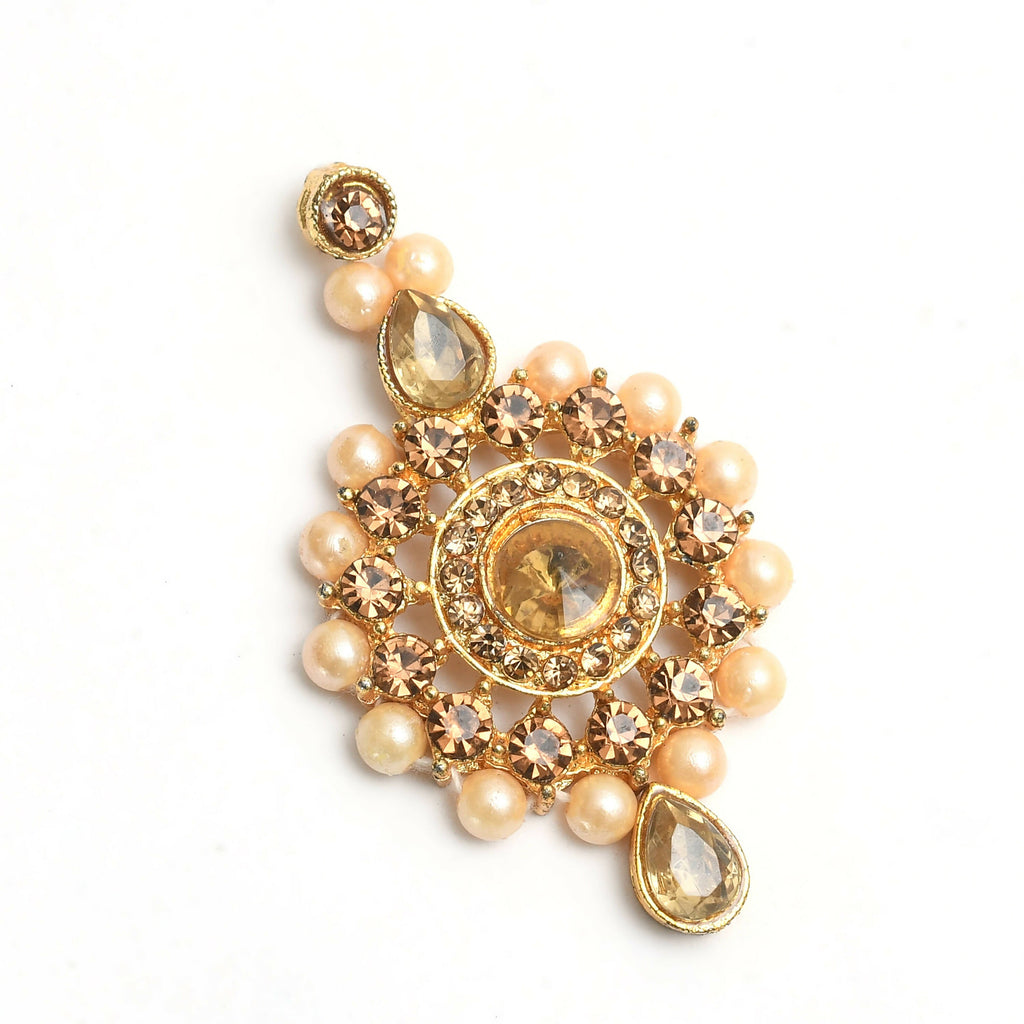 Gold-Polished Brass Kundan and Stone Choker Statement Necklace