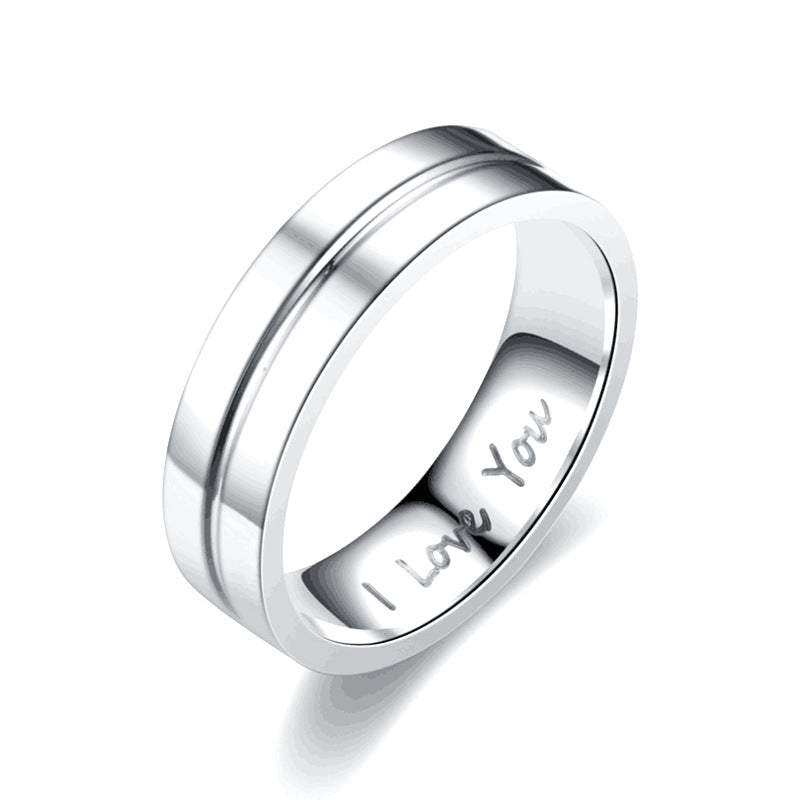 U-Shaped Stainless Steel Couple Ring with Diamond-Studded Accents