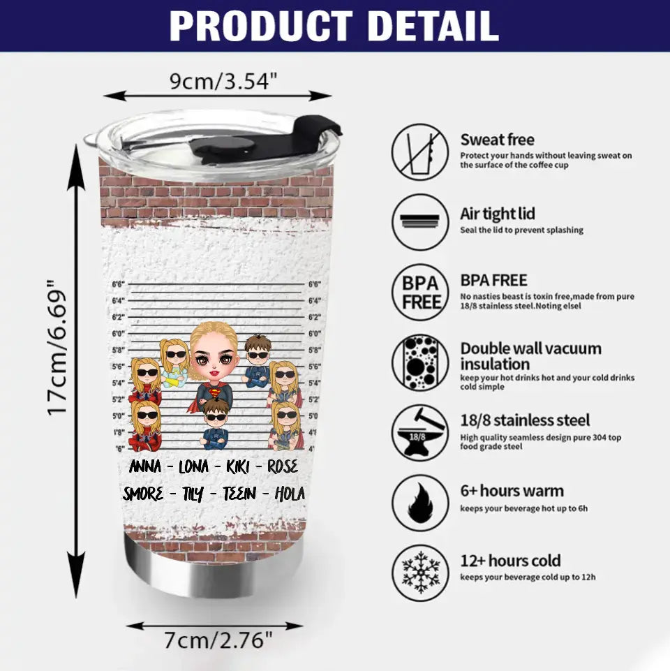 Personalized Bonus Mom Tumbler - Gift Idea For Mother's Day - Up to 7 Kids - I Have Two Titles Mom & Stepmom And I Rock Them Both